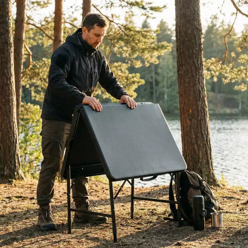 Table pliante portable de 120 cm - Table d'intérieur et d'extérieur robuste d'une capacité de 135 kg pour le camping, le patio, les pique-niques et les événements, noire
