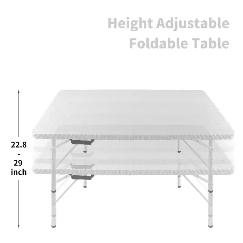 Table pliante portable de 120 cm - Table d'intérieur et d'extérieur robuste d'une capacité de 135 kg pour le camping, le patio, les pique-niques et les événements, noire