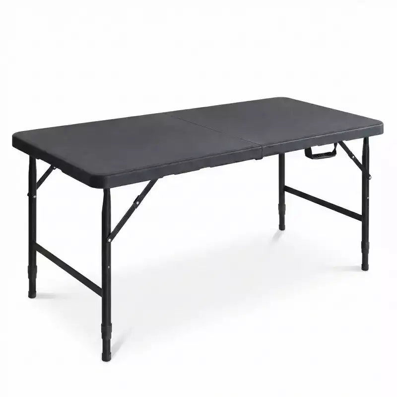 Table pliante portable de 120 cm - Table d'intérieur et d'extérieur robuste d'une capacité de 135 kg pour le camping, le patio, les pique-niques et les événements, noire
