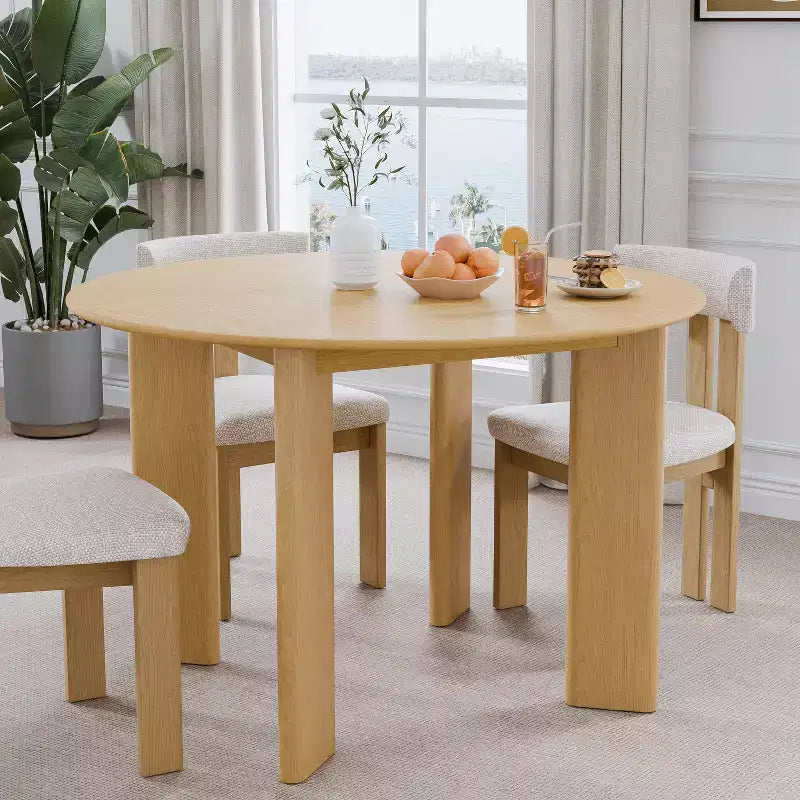 Table à manger de ferme en bois massif, plateau rond en bois pour salles à manger modernes et réunions de famille