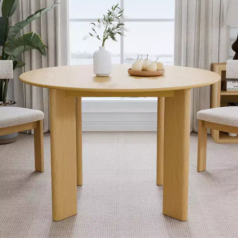 Table à manger de ferme en bois massif, plateau rond en bois pour salles à manger modernes et réunions de famille