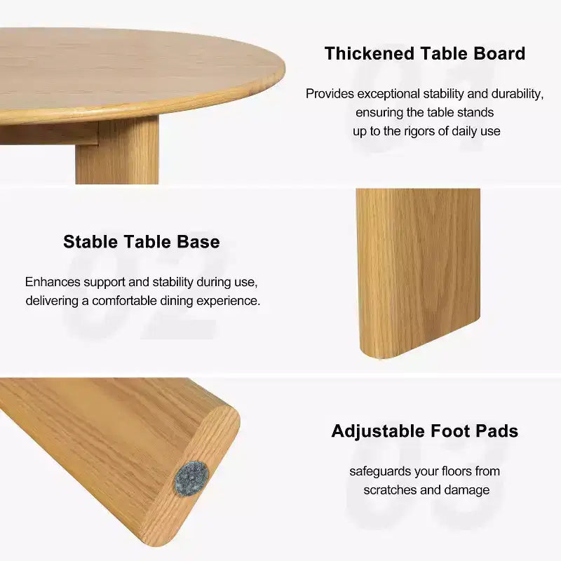 Table à manger de ferme en bois massif, plateau rond en bois pour salles à manger modernes et réunions de famille