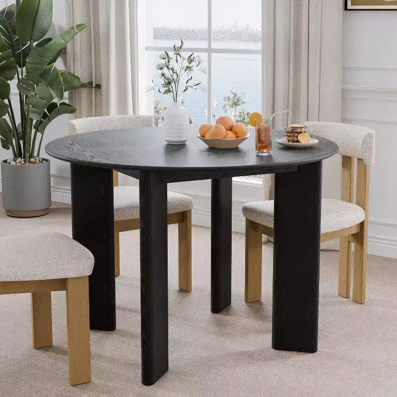 Table à manger de ferme en bois massif, plateau rond en bois pour salles à manger modernes et réunions de famille