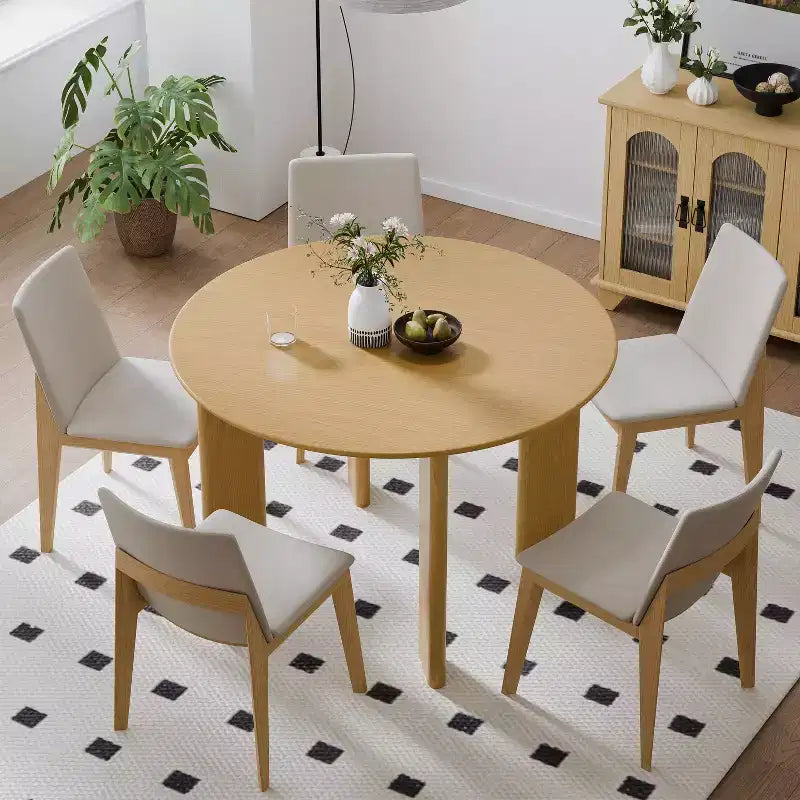 Table à manger de ferme en bois massif, plateau rond en bois pour salles à manger modernes et réunions de famille