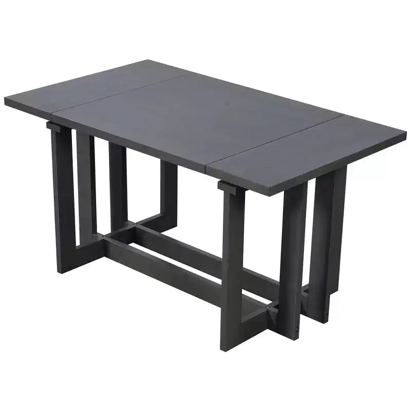 Table à manger rustique extensible de 82 po, table de cuisine à tréteaux avec pieds en bois d'hévéa, 2 rallonges amovibles