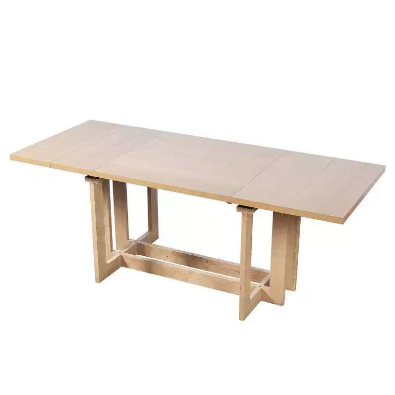 Table à manger rustique extensible de 82 po, table de cuisine à tréteaux avec pieds en bois d'hévéa, 2 rallonges amovibles