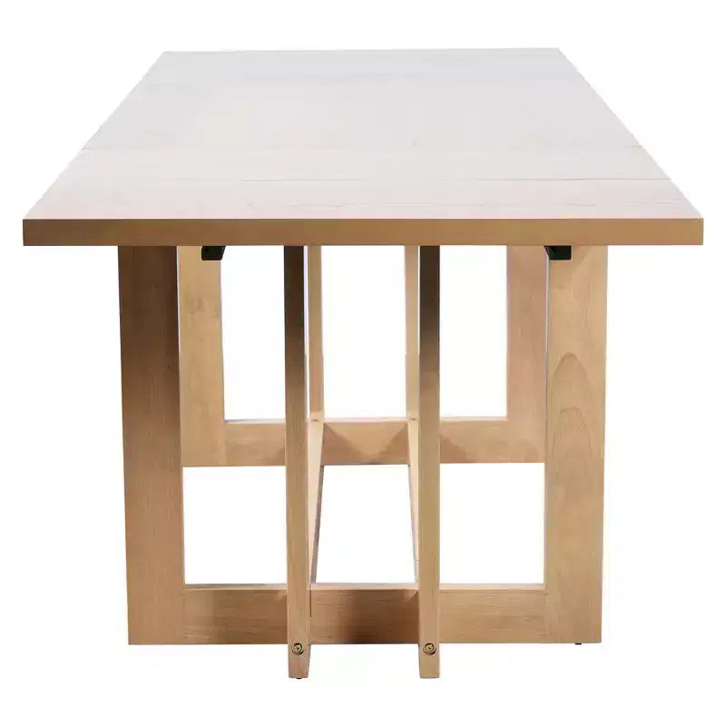 Table à manger rustique extensible de 82 po, table de cuisine à tréteaux avec pieds en bois d'hévéa, 2 rallonges amovibles
