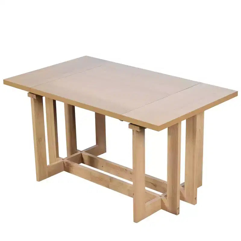 Table à manger rustique extensible de 82 po, table de cuisine à tréteaux avec pieds en bois d'hévéa, 2 rallonges amovibles
