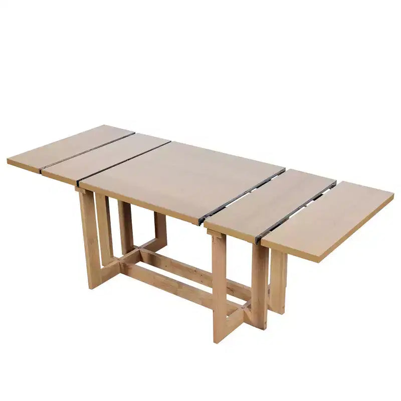 Table à manger rustique extensible de 82 po, table de cuisine à tréteaux avec pieds en bois d'hévéa, 2 rallonges amovibles