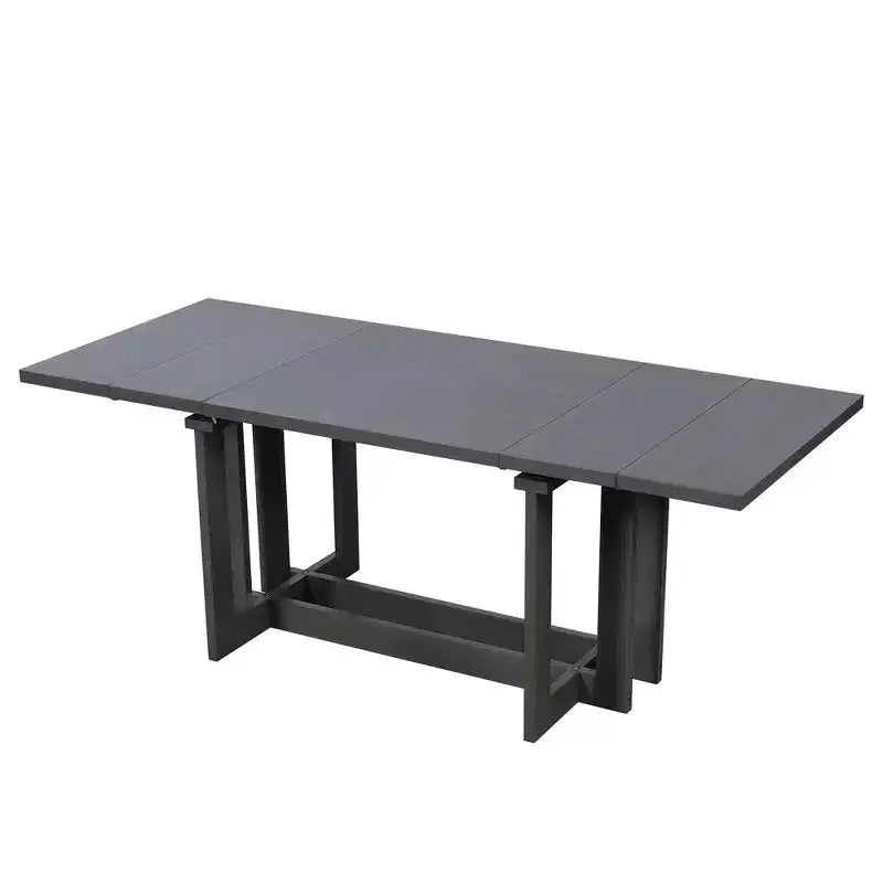 Table à manger rustique extensible de 82 po, table de cuisine à tréteaux avec pieds en bois d'hévéa, 2 rallonges amovibles