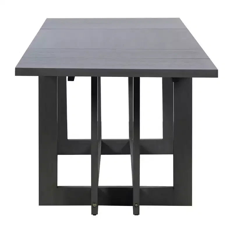 Table à manger rustique extensible de 82 po, table de cuisine à tréteaux avec pieds en bois d'hévéa, 2 rallonges amovibles