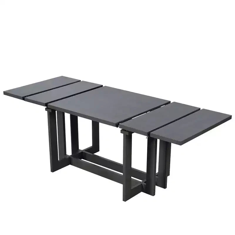 Table à manger rustique extensible de 82 po, table de cuisine à tréteaux avec pieds en bois d'hévéa, 2 rallonges amovibles