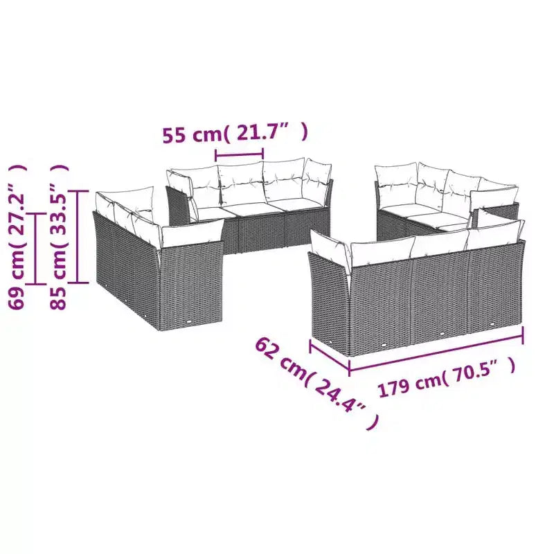 vidaXL Ensemble de canapés de jardin modulable avec coussins