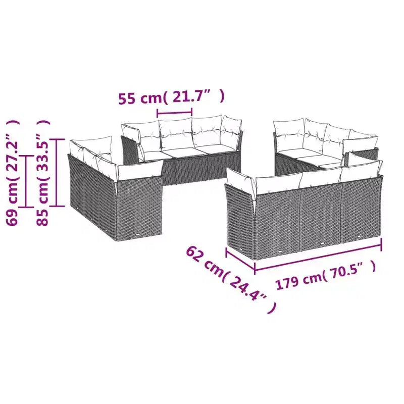 vidaXL Ensemble de canapés de jardin modulable avec coussins