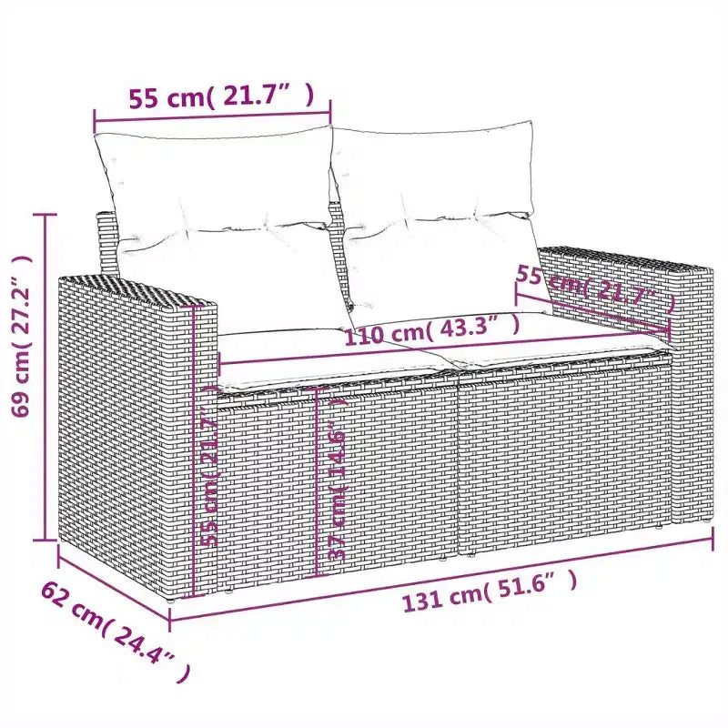 vidaXL Ensemble de canapés de jardin modulable avec coussins