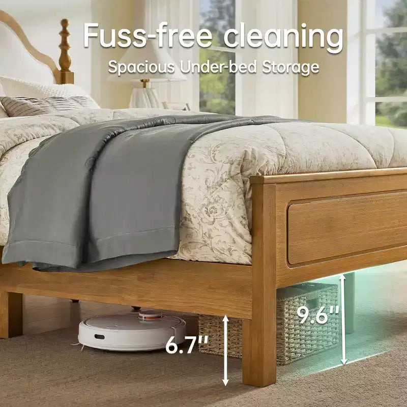 Ensembles de meubles de chambre à coucher Queen-85 Cadre de lit en bois massif avec tête de lit rembourrée et 2 tables de chevet, aucun sommier tapissier requis, pour chambre à coucher-Morden Fort