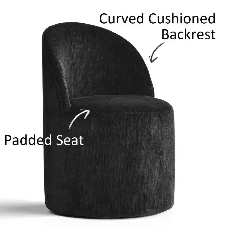 Ensemble table à manger pour 4, chaises barillet modernes avec roulettes et revêtement en chenille, table ronde à pied central pour petits espaces-repas-Panipeachy