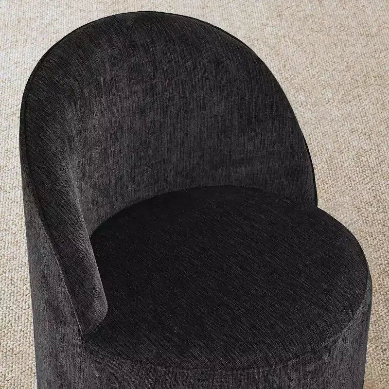 Ensemble table à manger pour 4, chaises barillet modernes avec roulettes et revêtement en chenille, table ronde à pied central pour petits espaces-repas-Panipeachy