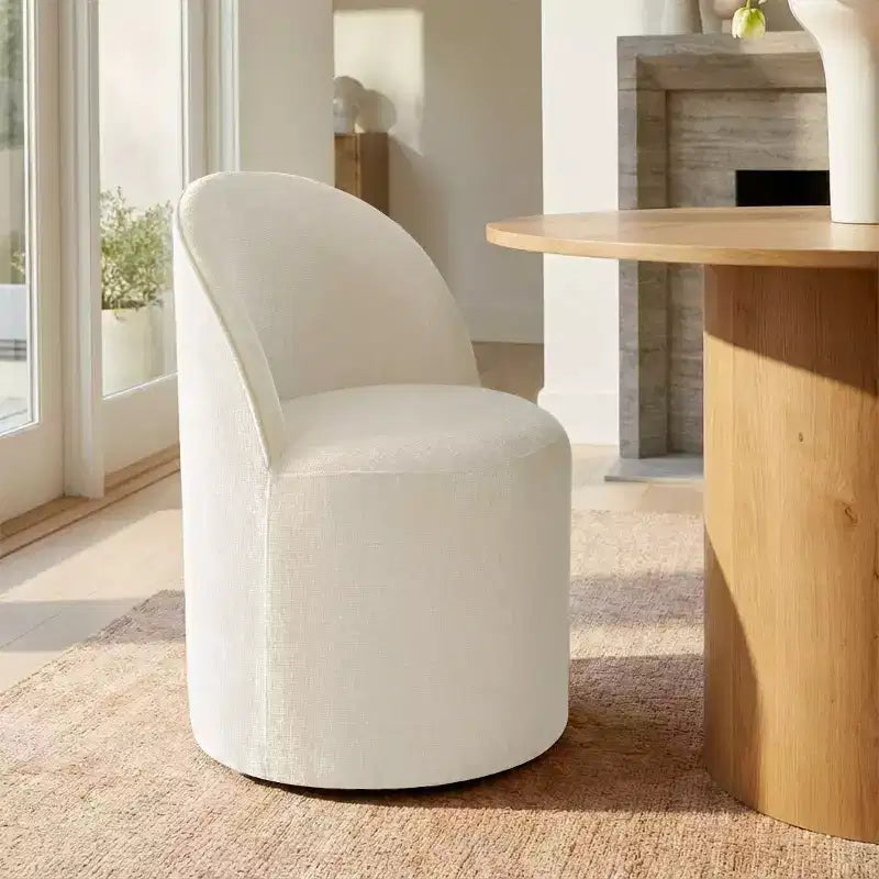 Ensemble table à manger pour 4, chaises barillet modernes avec roulettes et revêtement en chenille, table ronde à pied central pour petits espaces-repas-Panipeachy