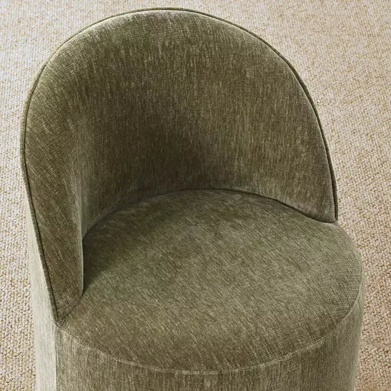 Ensemble table à manger pour 4, chaises barillet modernes avec roulettes et revêtement en chenille, table ronde à pied central pour petits espaces-repas-Panipeachy