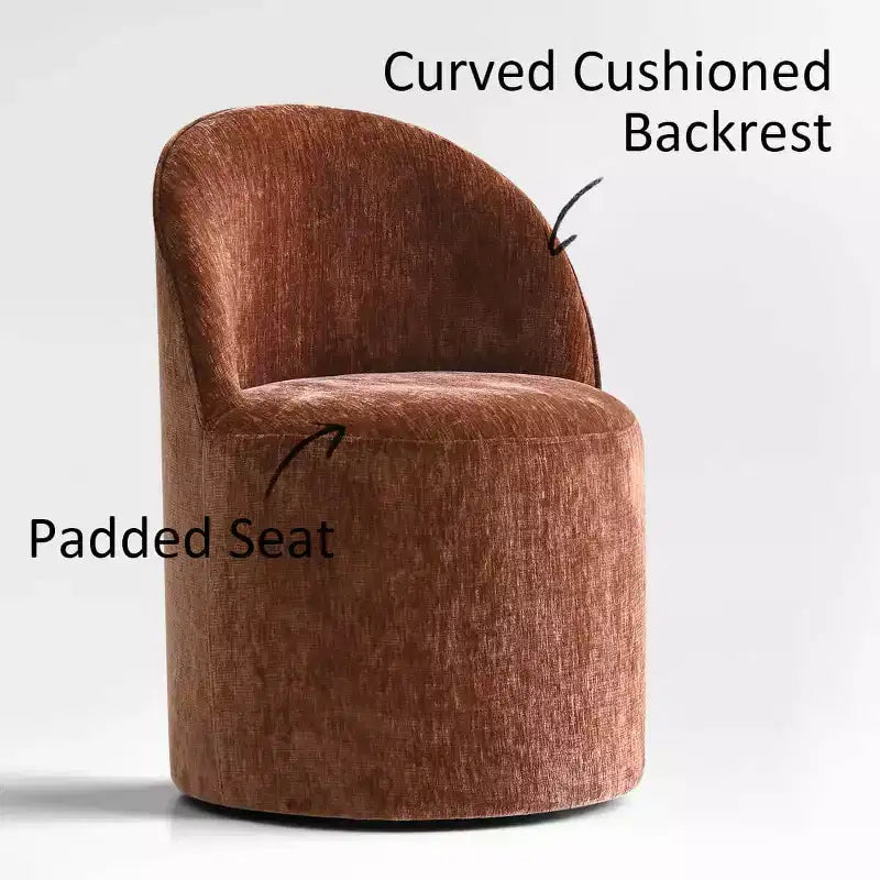 Ensemble table à manger pour 4, chaises barillet modernes avec roulettes et revêtement en chenille, table ronde à pied central pour petits espaces-repas-Panipeachy
