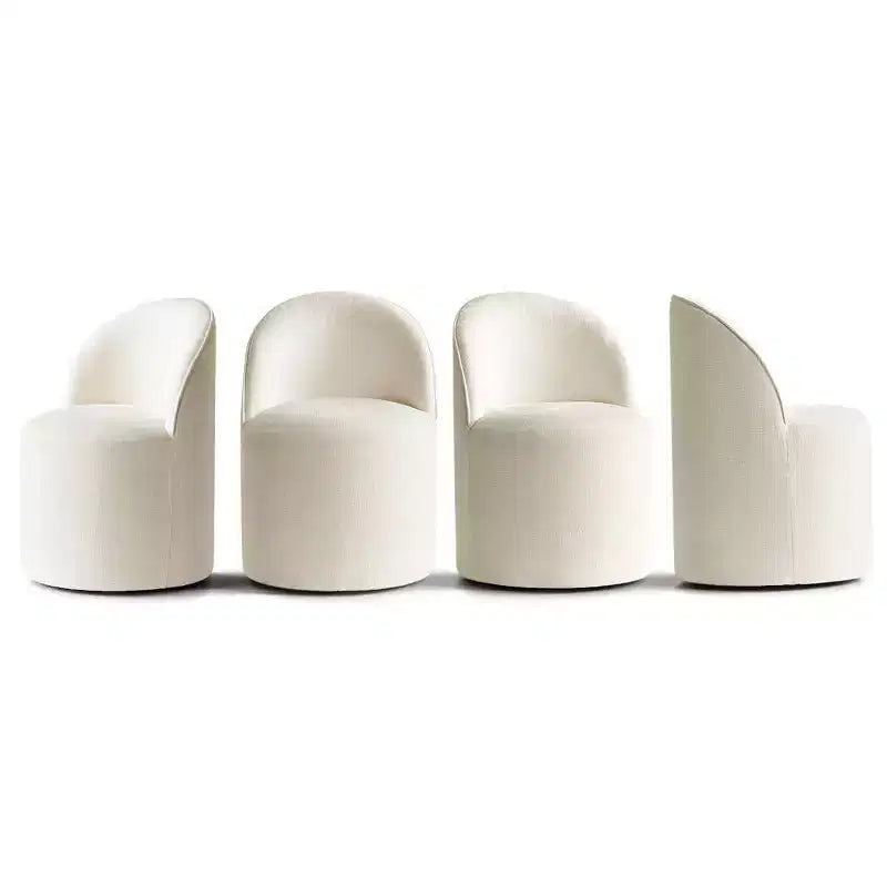 Ensemble table à manger pour 4, chaises barillet modernes avec roulettes et revêtement en chenille, table ronde à pied central pour petits espaces-repas-Panipeachy