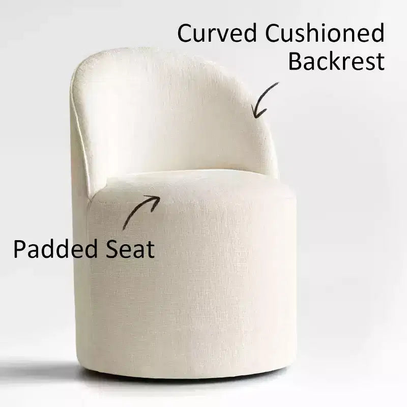 Ensemble table à manger pour 4, chaises barillet modernes avec roulettes et revêtement en chenille, table ronde à pied central pour petits espaces-repas-Panipeachy