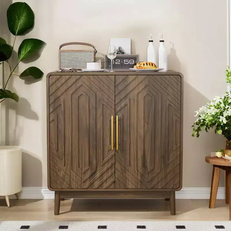 Buffet-bahut avec étagère réglable, Console d'entrée avec 6 patères en bois