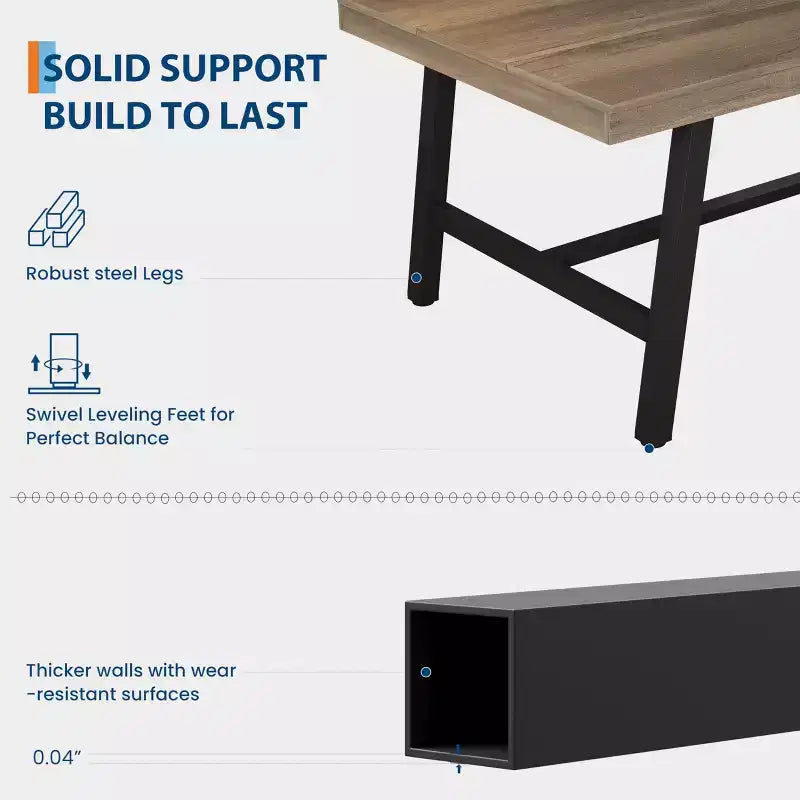 Table à manger industrielle en bois pour 4-6 personnes, table de cuisine rectangulaire de 160 cm avec pieds en métal, table à dîner pour salle à manger, sans chaises