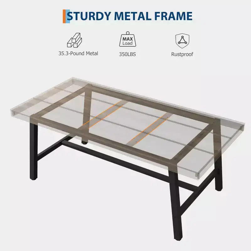 Table à manger industrielle en bois pour 4-6 personnes, table de cuisine rectangulaire de 160 cm avec pieds en métal, table à dîner pour salle à manger, sans chaises