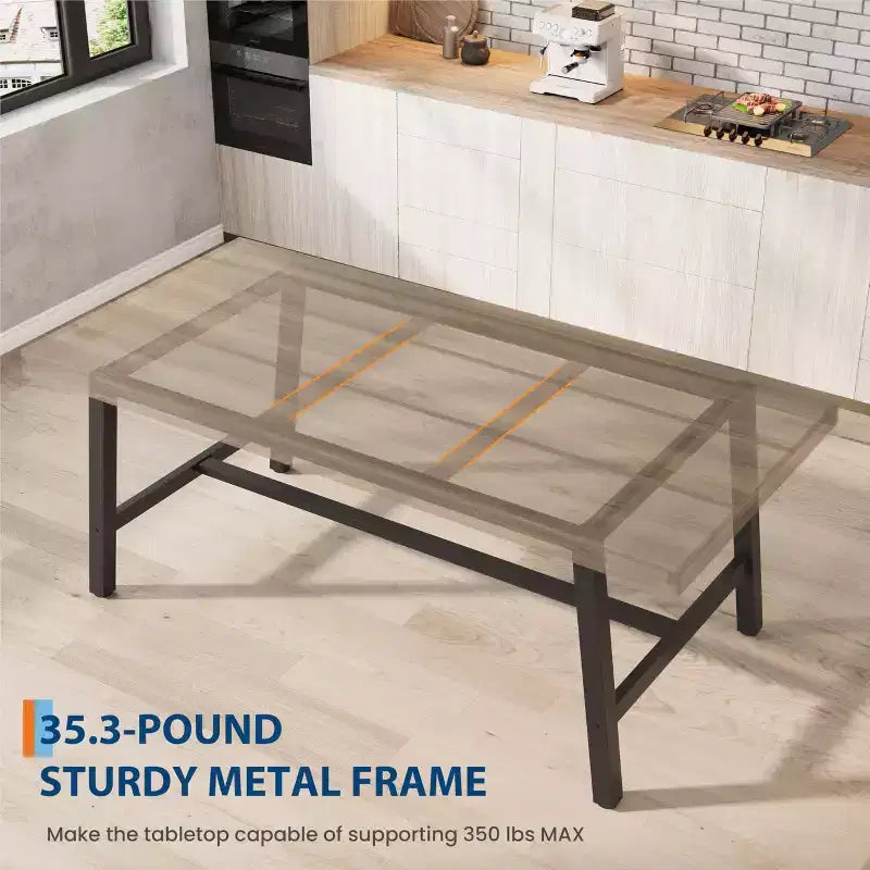 Table à manger industrielle en bois pour 4-6 personnes, table de cuisine rectangulaire de 160 cm avec pieds en métal, table à dîner pour salle à manger, sans chaises