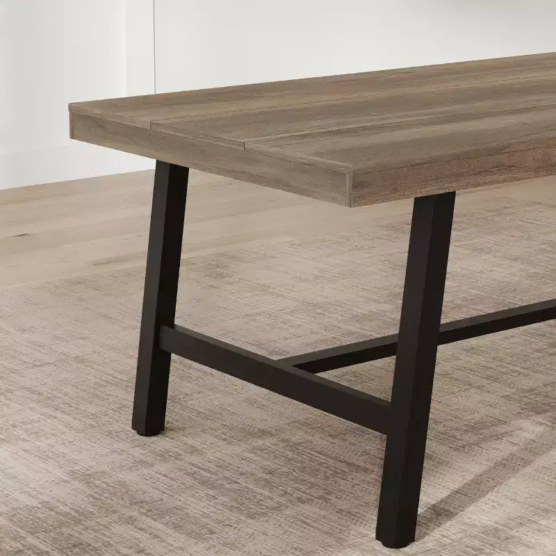 Table à manger industrielle en bois pour 4-6 personnes, table de cuisine rectangulaire de 160 cm avec pieds en métal, table à dîner pour salle à manger, sans chaises