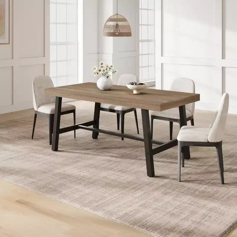 Table à manger industrielle en bois pour 4-6 personnes, table de cuisine rectangulaire de 160 cm avec pieds en métal, table à dîner pour salle à manger, sans chaises