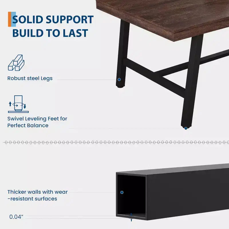 Table à manger industrielle en bois pour 4-6 personnes, table de cuisine rectangulaire de 160 cm avec pieds en métal, table à dîner pour salle à manger, sans chaises