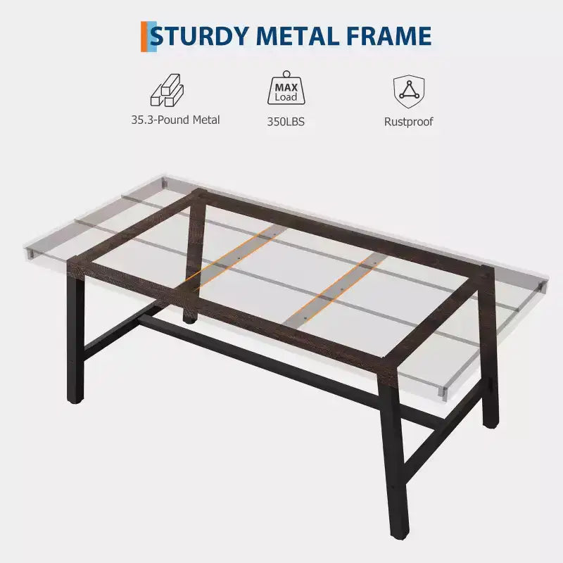 Table à manger industrielle en bois pour 4-6 personnes, table de cuisine rectangulaire de 160 cm avec pieds en métal, table à dîner pour salle à manger, sans chaises