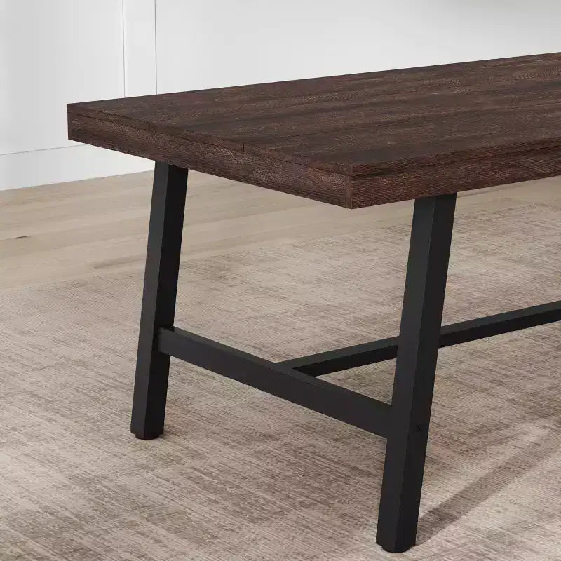 Table à manger industrielle en bois pour 4-6 personnes, table de cuisine rectangulaire de 160 cm avec pieds en métal, table à dîner pour salle à manger, sans chaises
