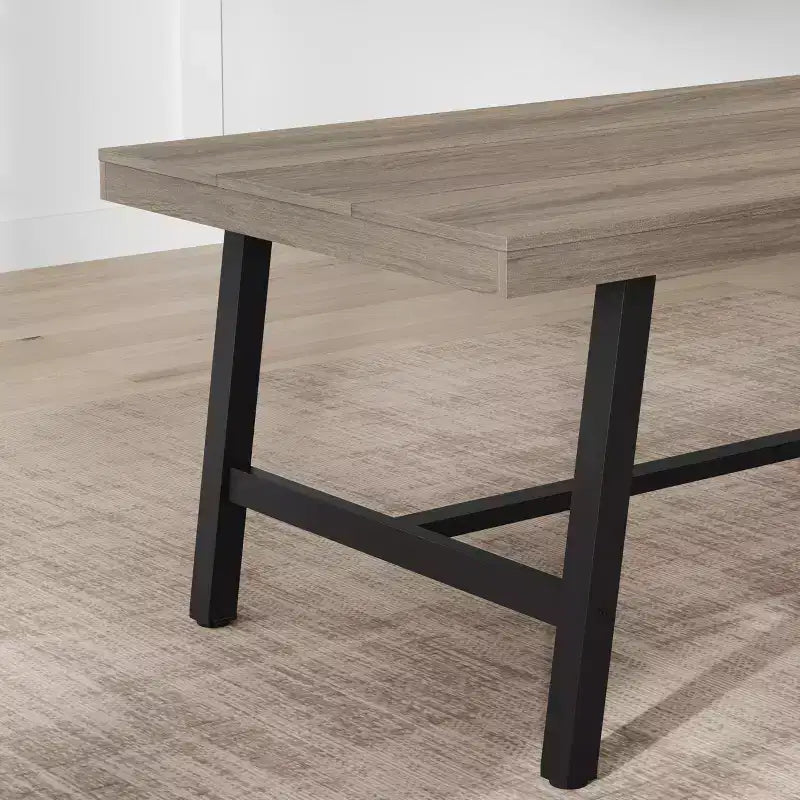 Table à manger industrielle en bois pour 4-6 personnes, table de cuisine rectangulaire de 160 cm avec pieds en métal, table à dîner pour salle à manger, sans chaises