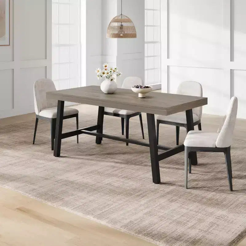 Table à manger industrielle en bois pour 4-6 personnes, table de cuisine rectangulaire de 160 cm avec pieds en métal, table à dîner pour salle à manger, sans chaises