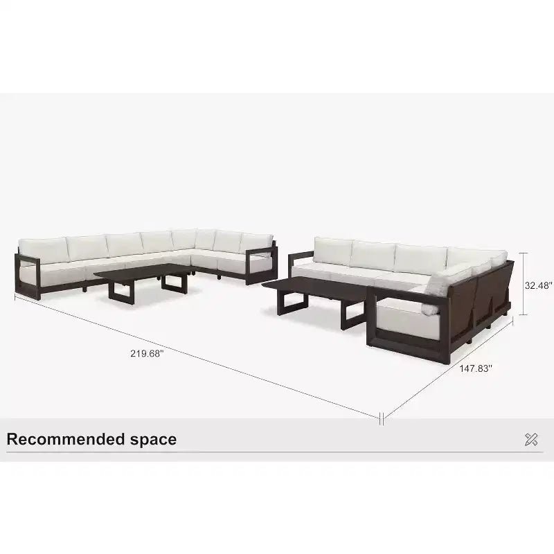 Ensemble de meubles de patio PURPLE LEAF - Canapé d'extérieur en forme de L avec coussins moelleux pour la cour, le porche, la terrasse