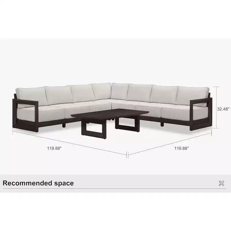 Ensemble de meubles de patio PURPLE LEAF - Canapé d'extérieur en forme de L avec coussins moelleux pour la cour, le porche, la terrasse