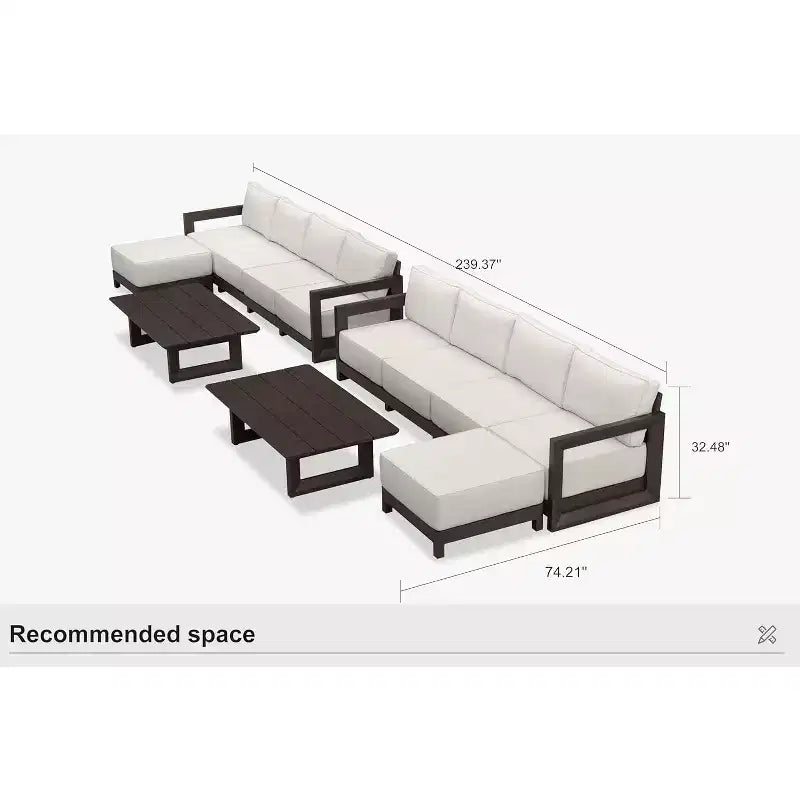Ensemble de meubles de patio PURPLE LEAF - Canapé d'extérieur en forme de L avec coussins moelleux pour la cour, le porche, la terrasse