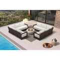 PURPLE LEAF Patio Furniture Set L-Shaped Outdoor Couch with Soft Cushion Pillows for Yard Porch Deck
