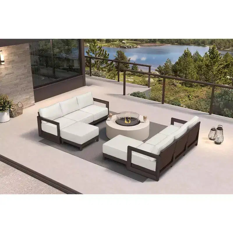 Ensemble de meubles de patio PURPLE LEAF - Canapé d'extérieur en forme de L avec coussins moelleux pour la cour, le porche, la terrasse