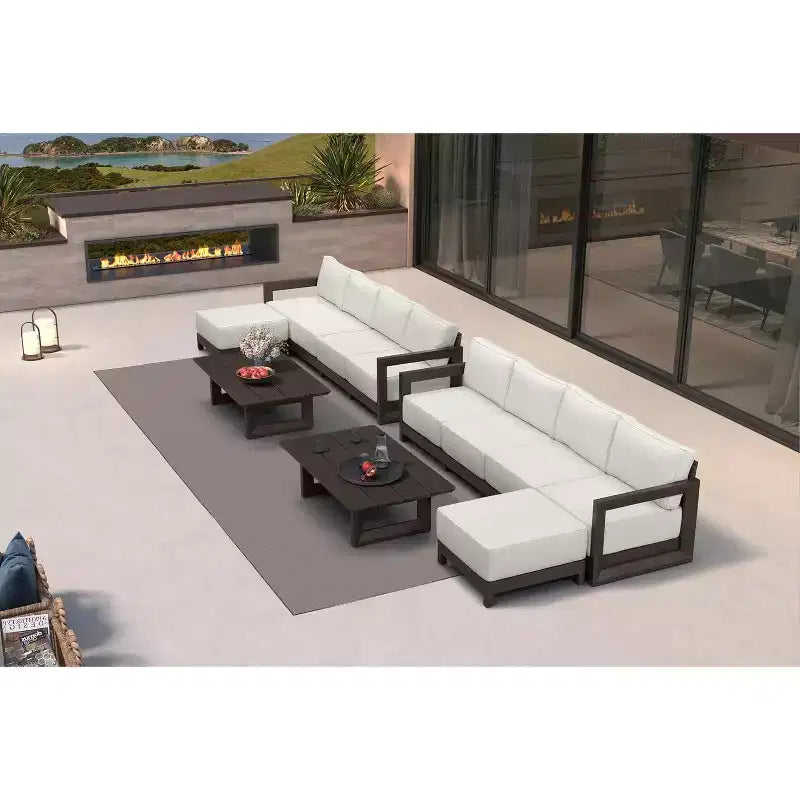 Ensemble de meubles de patio PURPLE LEAF - Canapé d'extérieur en forme de L avec coussins moelleux pour la cour, le porche, la terrasse