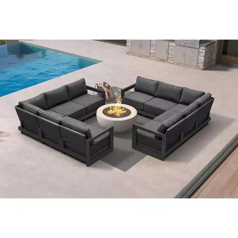 Ensemble de meubles de patio PURPLE LEAF - Canapé d'extérieur en forme de L avec coussins moelleux pour la cour, le porche, la terrasse