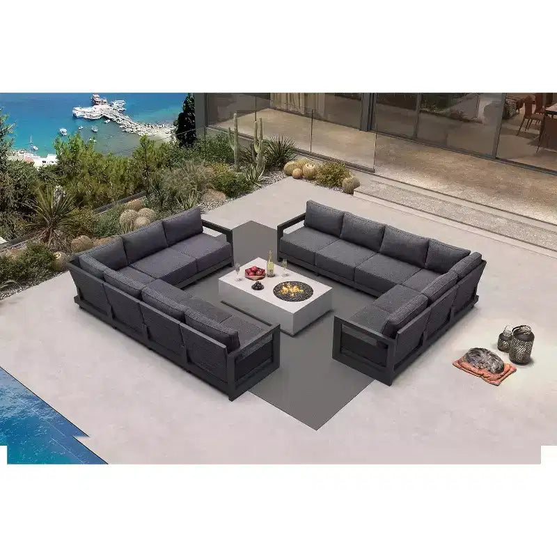 Ensemble de meubles de patio PURPLE LEAF - Canapé d'extérieur en forme de L avec coussins moelleux pour la cour, le porche, la terrasse