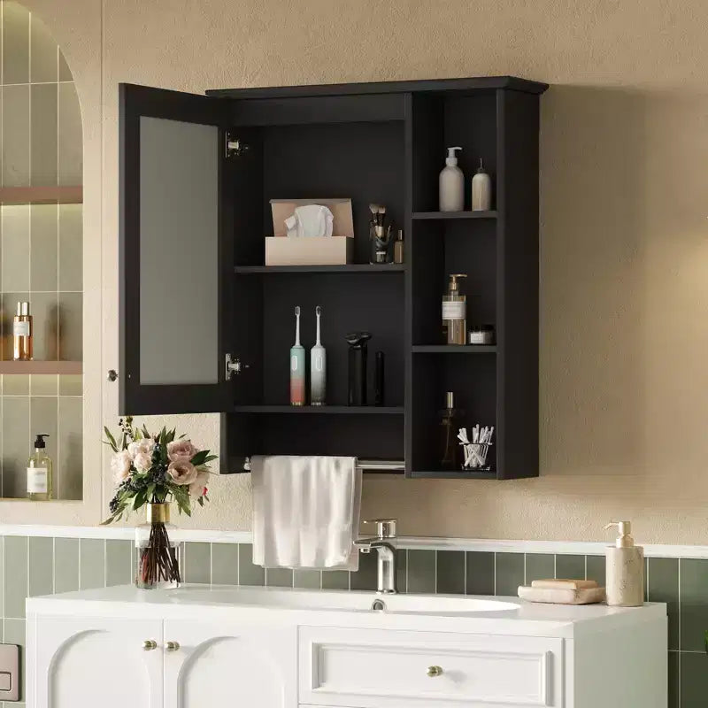 Armoire de toilette minimaliste 3-en-1 de 61 cm avec miroir haute définition et porte-serviettes