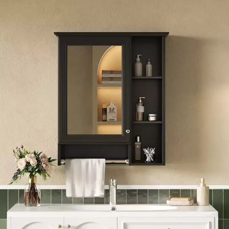 GDFStudio Nataly 24 Minimalist 3-in-1 Bathroom Mirror Cabinet with High-Define Mirror and Tower Bar