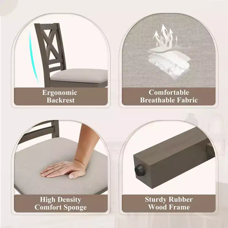 Tabourets de bar ergonomiques avec dossier en X, tissu respirant et repose-pieds, pour salle à manger et bar