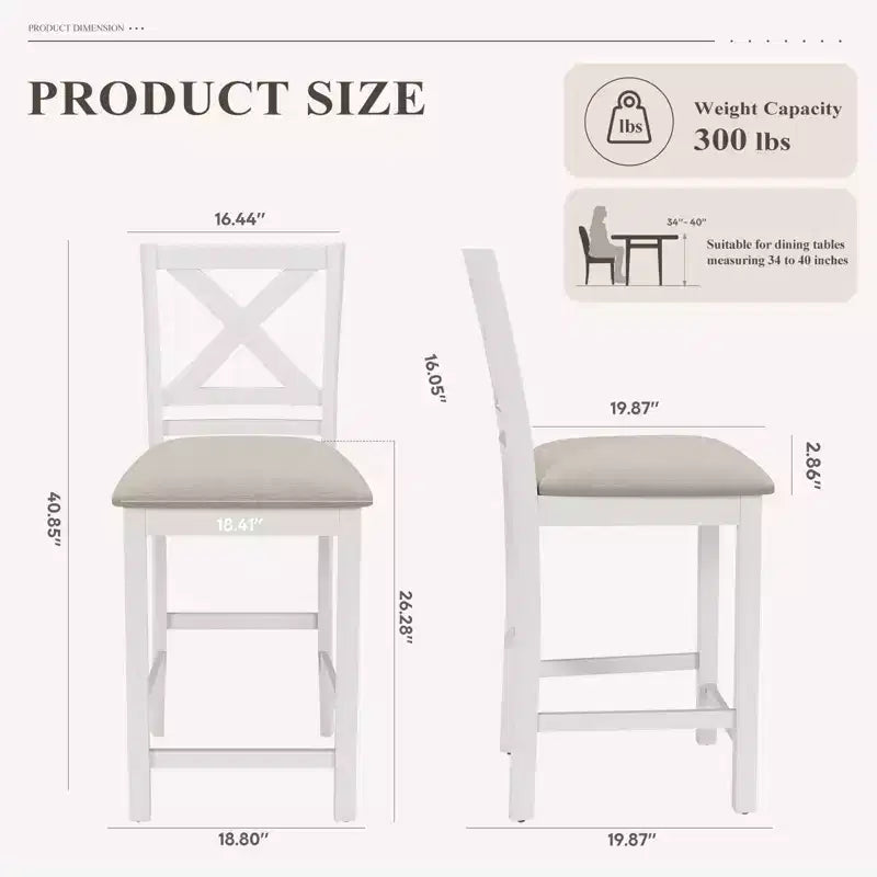 Tabourets de bar ergonomiques avec dossier en X, tissu respirant et repose-pieds, pour salle à manger et bar